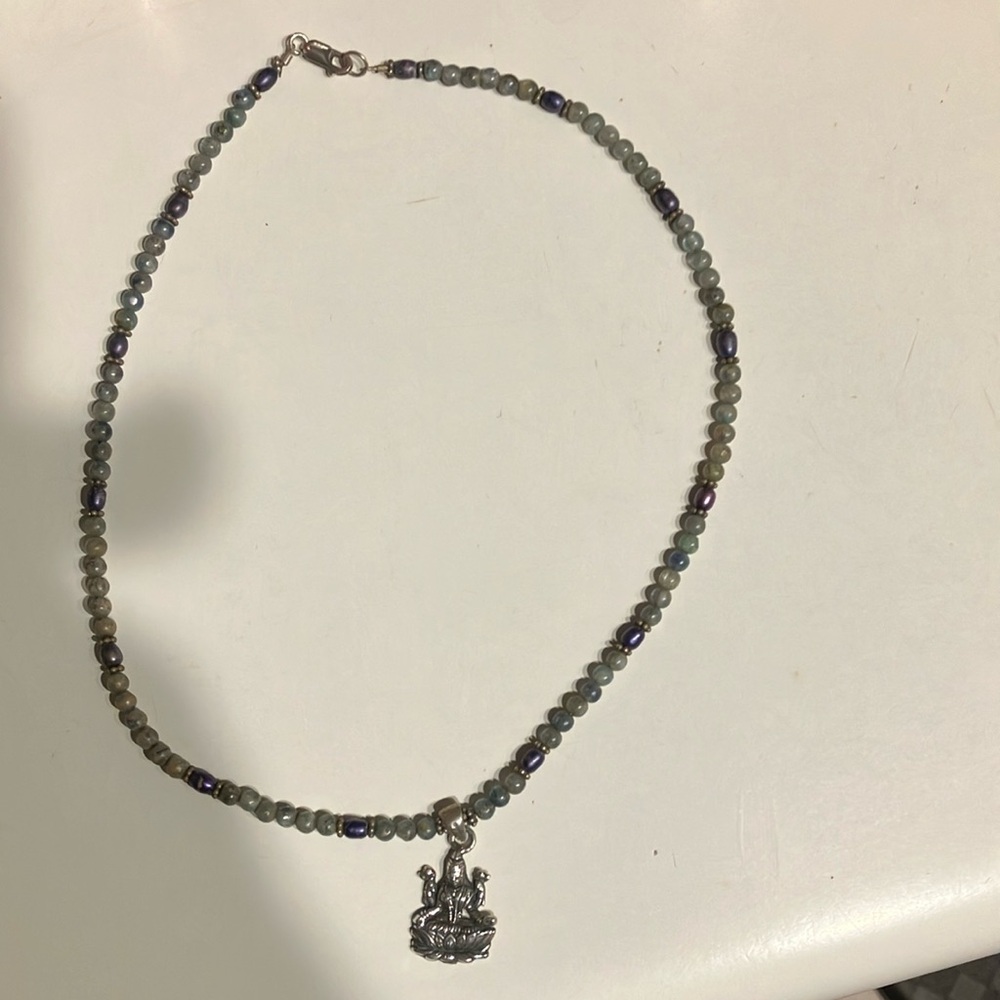 Labradorite gemstones with Goddess Lakshmi
